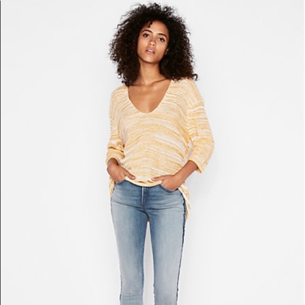 Slouchy double neck V sweater in XXS